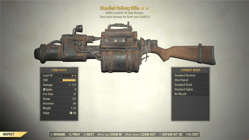 2* Bloodied RAILWAY RIFLE Explosive Fallout 76 (PC) - Buy Fallout 76 ...