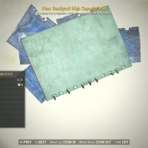 Screenshot of a Fallout 76 item for PC & Steam players, showing the stats.