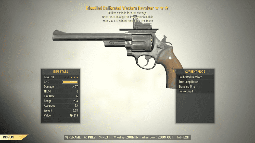 3* Bloodied WESTERN REVOLVER Explosive [15% VATS Refill] Fallout 76 (PC ...