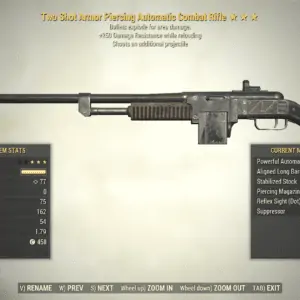 Screenshot of a Fallout 76 item for PC & Steam players, showing the stats.