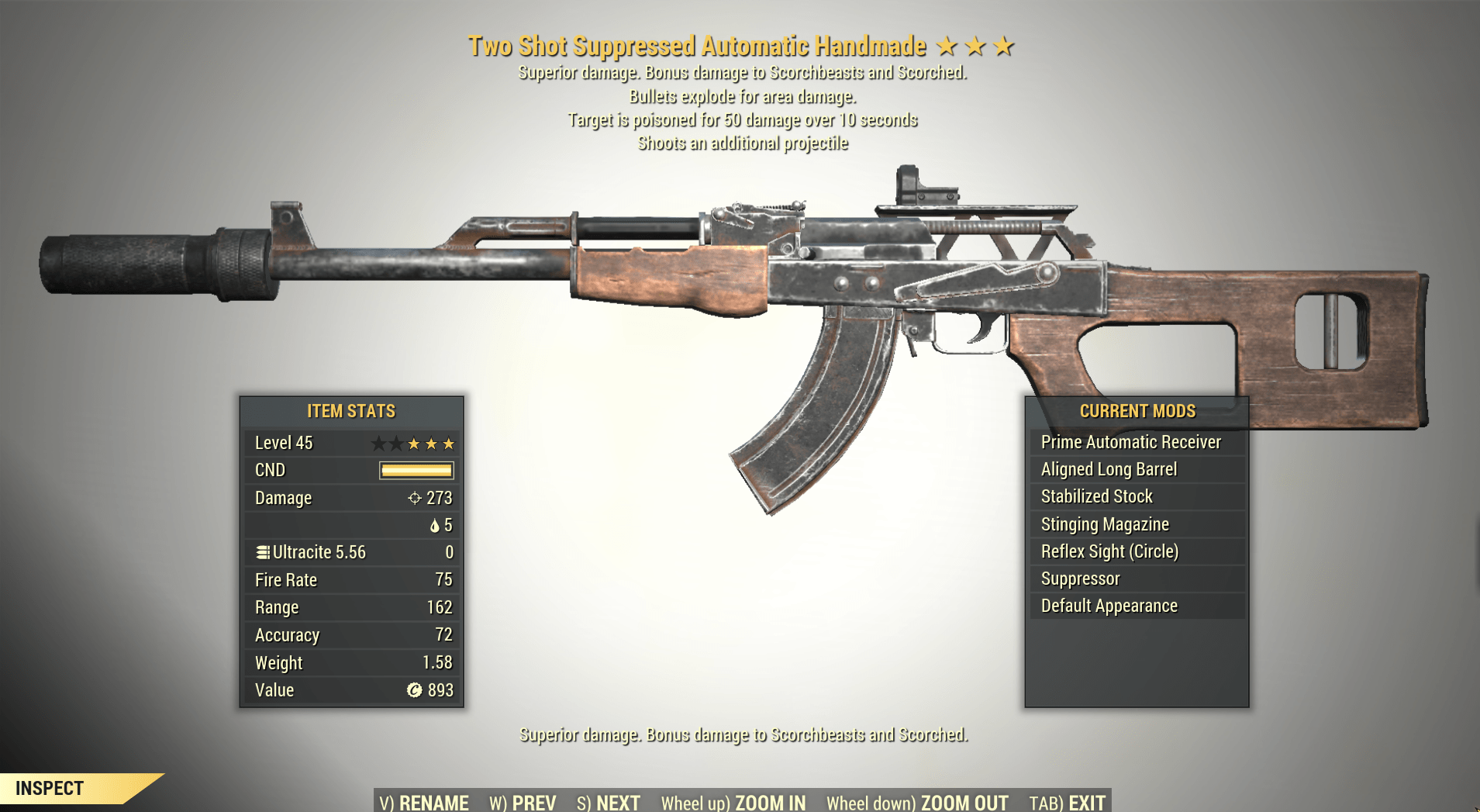 [Injected] 3* Two Shot HANDMADE RIFLE Explosive [Poison Damage] Fallout ...