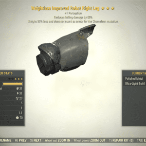 Screenshot of a Fallout 76 item for PC & Steam players, showing the stats.