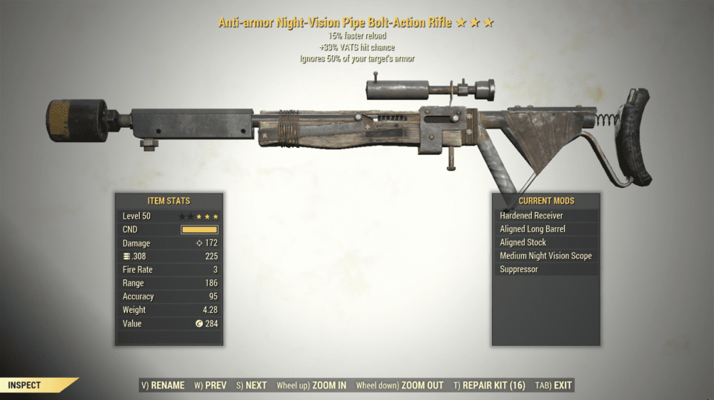 3* Anti-Armor PIPE BOLT-ACTION RIFLE 33% Hitman [Faster Reload] Fallout ...