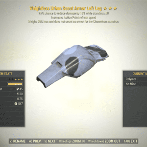 Screenshot of a Fallout 76 item for PC & Steam players, showing the stats.