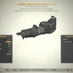 Screenshot of a Fallout 76 item for PC & Steam players, showing the stats.