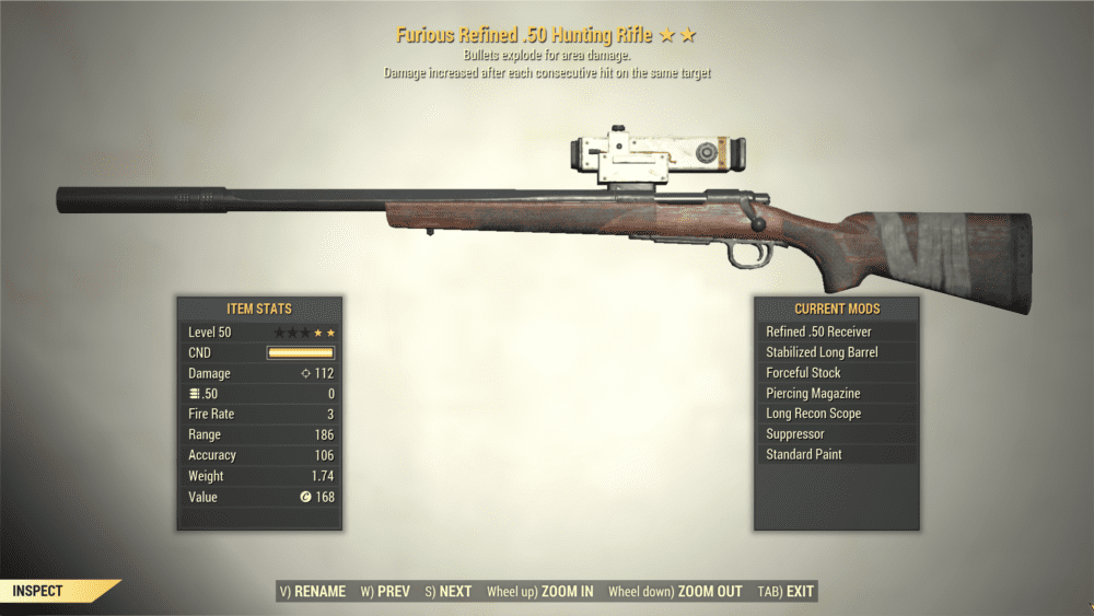 2* Furious HUNTING RIFLE Explosive Fallout 76 (PC) - Buy Fallout 76 ...