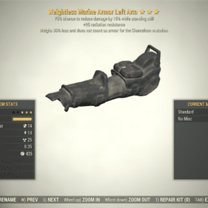 Screenshot of a Fallout 76 item for PC & Steam players, showing the stats.
