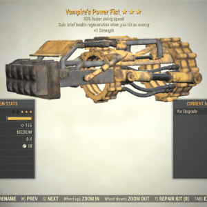Screenshot of a Fallout 76 item for PC & Steam players, showing the stats.