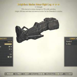 Screenshot of a Fallout 76 item for PC & Steam players, showing the stats.