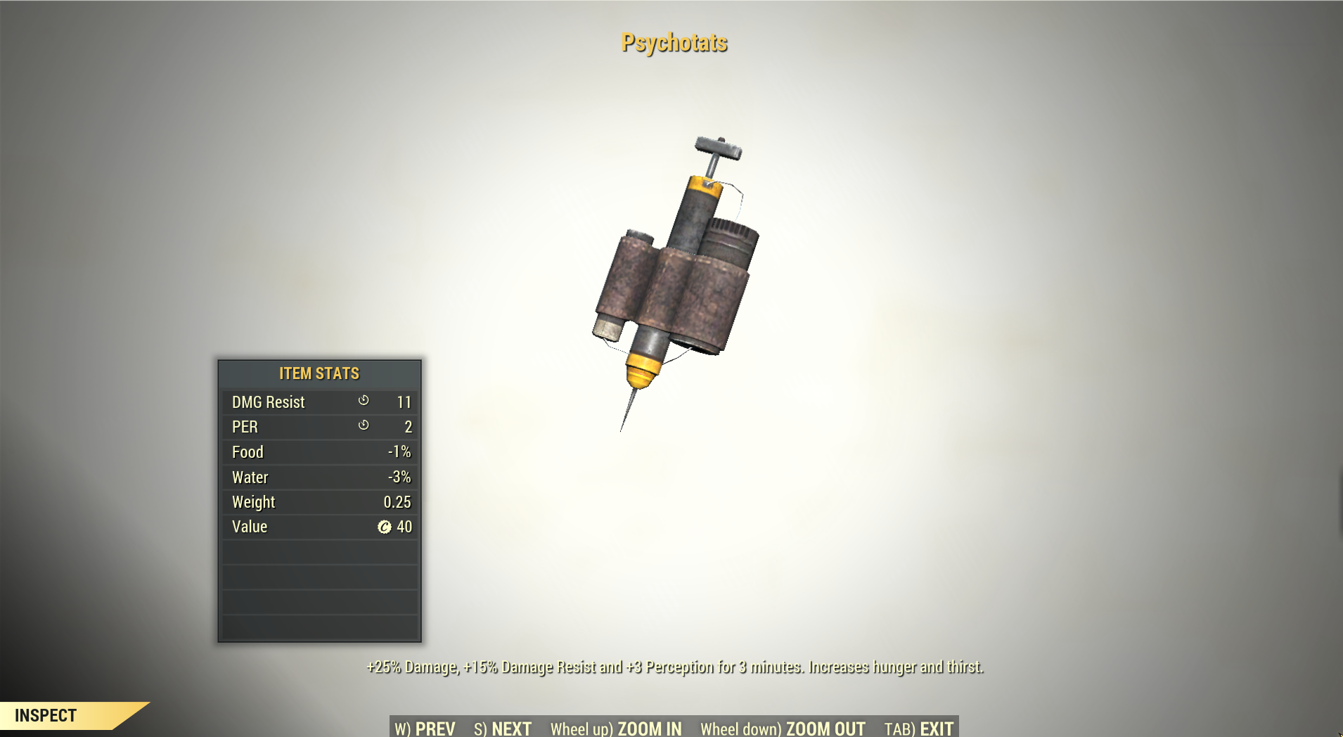 Screenshot of a Fallout 76 item for PC & Steam players, showing the stats.