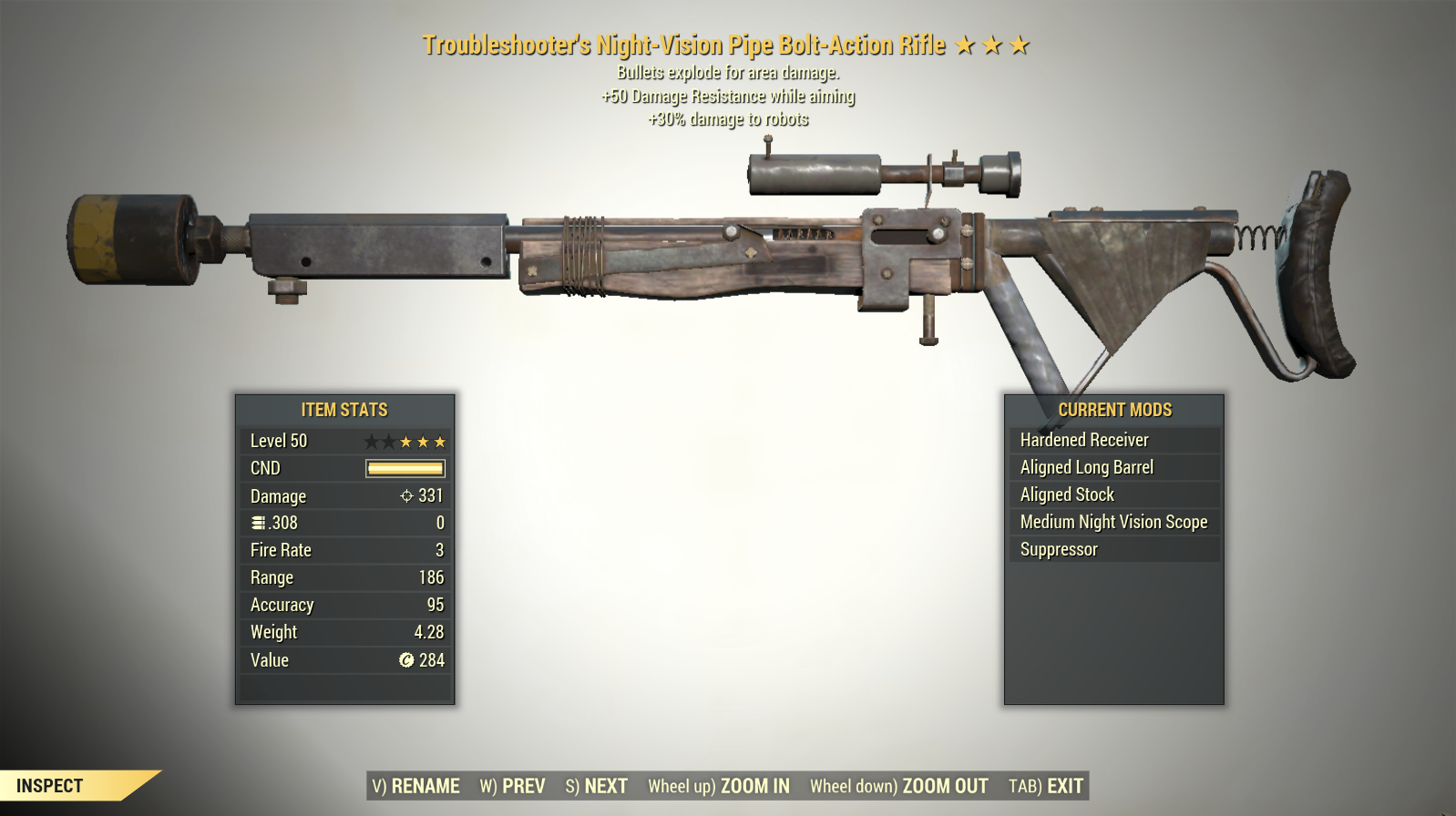 3* Troubleshooter's PIPE BOLT-ACTION RIFLE Explosive [+50DR] Fallout 76 ...
