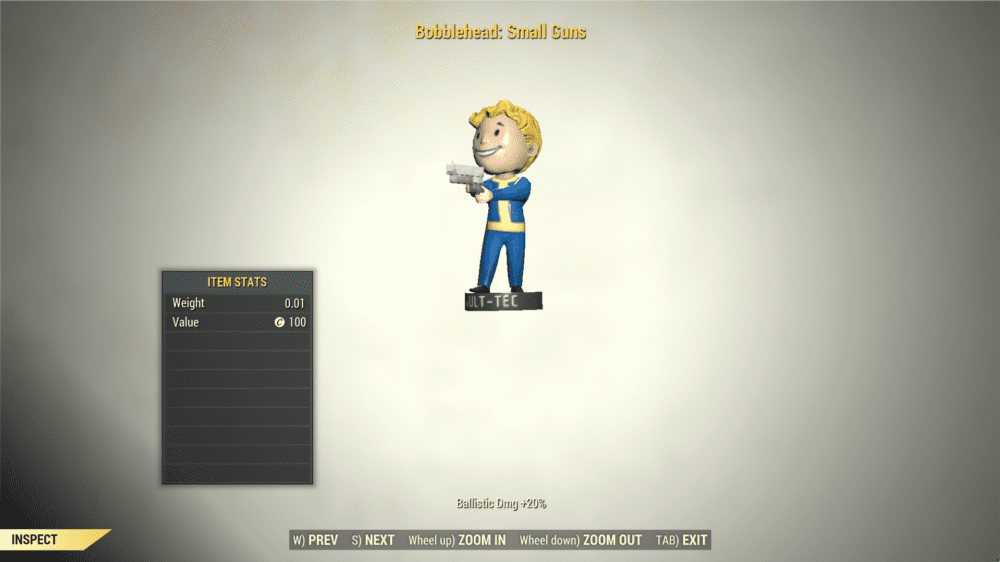 Screenshot of a Fallout 76 item for PC & Steam players, showing the stats.