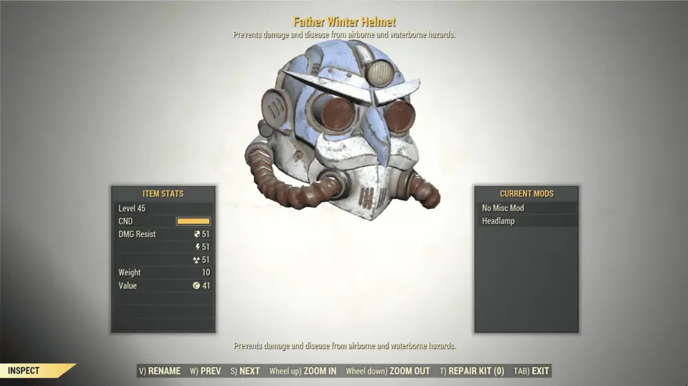 Screenshot of a Fallout 76 item for PC & Steam players, showing the stats.