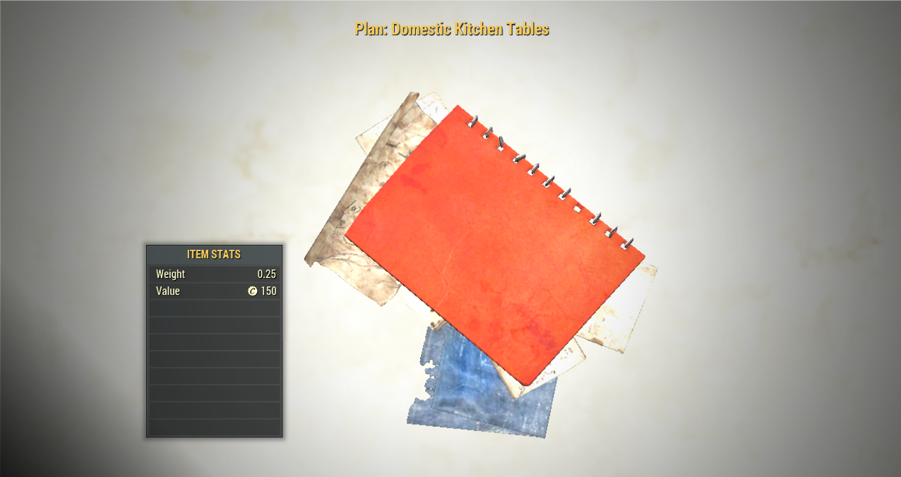 Domestic Kitchen Tables Grahm’s Rare Camp Plan Fallout 76 (PC Only