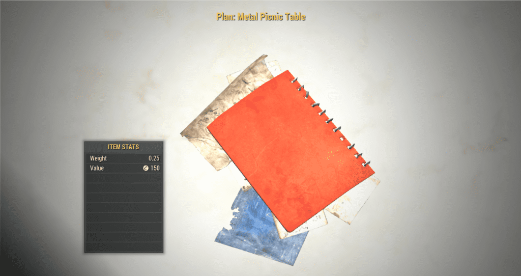 Metal Picnic Table Grahm’s Rare Camp Plan Fallout 76 (PC Only) - Buy ...