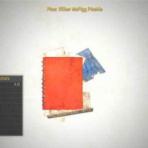 Screenshot of the Fallout 76 PC Wilber McPigg Plushie Camp Plan Meat Week Reward for Steam players.